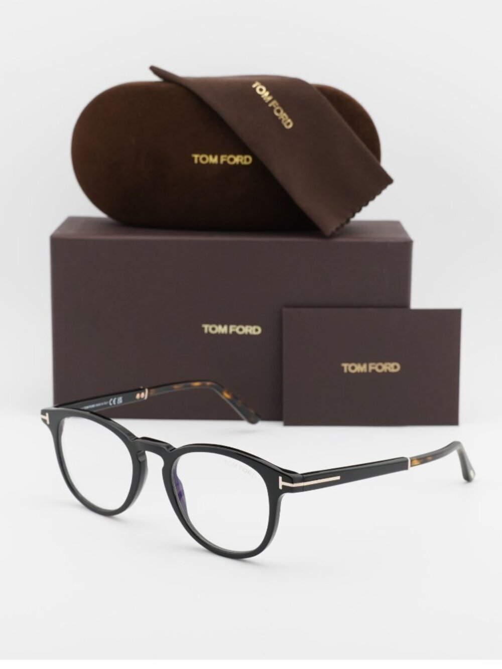 Tom Ford FT5891-B 005 Round Eyeglasses 49mm - Black / Blue Light Block